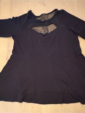 Torrid Black Cutout Neck Peplum Top